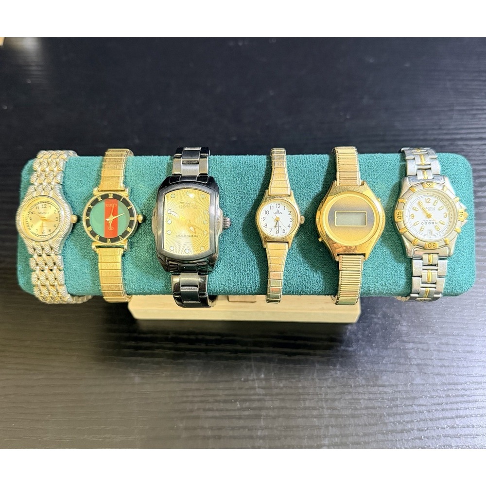 Vintage Watch Lot Gucci Marked Invicta Bulova Timex Lorus Novelle Untested